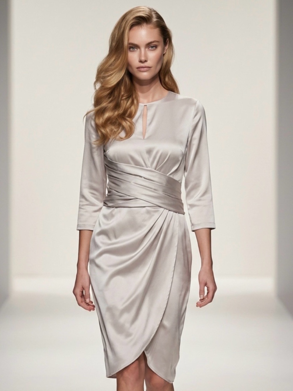 2 for $30 | Elegant 3/4 Sleeve Satin Dress